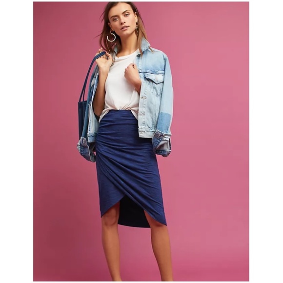 Anthropologie Dresses & Skirts - Nwt Anthropologie Knit Tulip Skirt Navy Blue XS P Maeve New Maeve Anthro knee